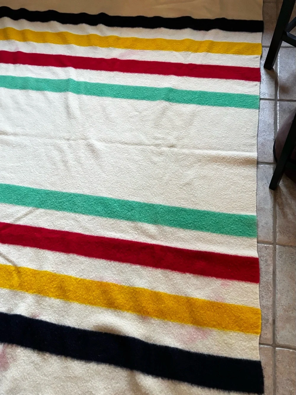 HUDSON BAY ENGLAND Multicolor Stripes 4 Points Full WOOL BLANKET-82x65u